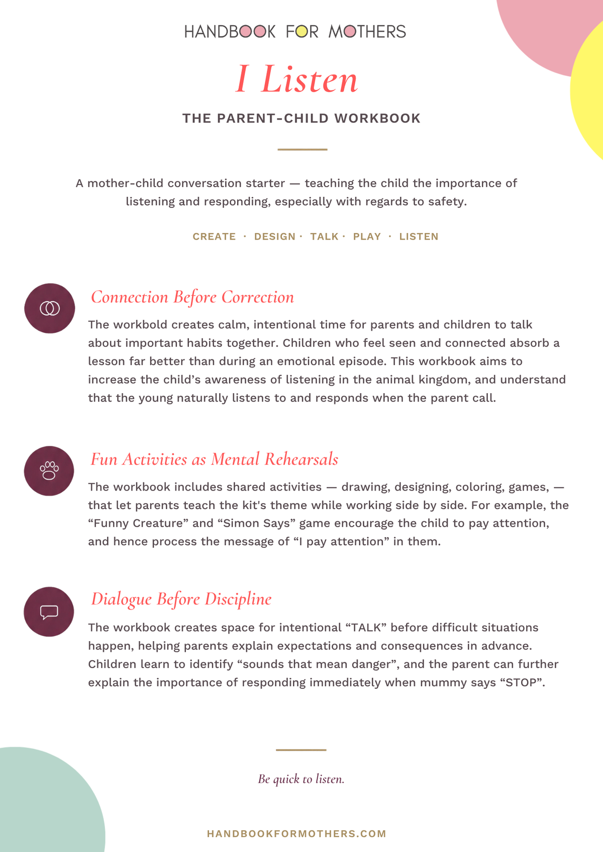 I Listen Parent-Child Workbook